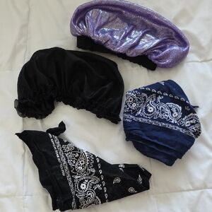 Set of Hair Accessories in Purple, Black, and Blue